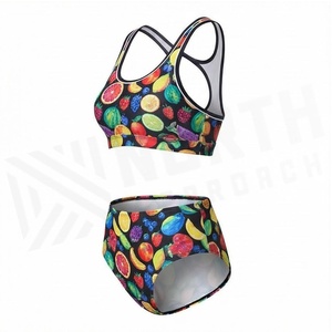 Fruit Print 2 Piece <b>Bikini</b> Set Women High Waist Crop Top Swimwear Spandex Polyester Stretch Quick Dry Anti-chlorine - Product Image 3