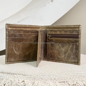 Portefeuille de luxe en cuir vieilli Top Grain pour hommes en cuir de vachette véritable RFID bloquant les portefeuilles pour hommes à deux volets porte-carte de crédit - Product Image 6