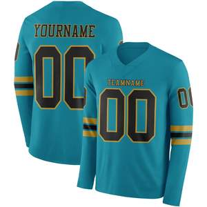 Camiseta de Fútbol Personalizada para Hombre, Spandex/Poliéster, Transpirable, Manga Larga, Cuello en V, Nombre del Equipo Personalizado, Logotipo Multiposición (Izquierda) - Product Image 1