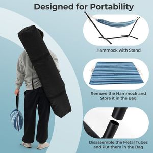 Ensemble de hamac double portable pour 2 personnes, intérieur/extérieur, avec support et sacs de transport - Product Image 6
