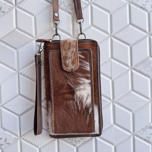 Sac à main unique pour téléphone en cuir de vachette véritable, nouveau sac bandoulière de créateur, petite taille, pochette de poignet, sac bandoulière - Product Image 1