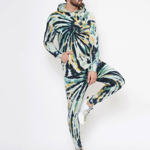 Conjunto de Sudadera con Capucha Tie Dye para Hombre, Informal, de Algodón y Spandex, Felpa Francesa Transpirable, Conjunto Deportivo de Moda Primavera - Product Image 1