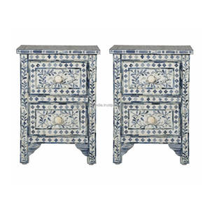 Tabouret Boneinlay naturel pour salon Tabouret assis latéral Console incrustée d'os - Product Image 1