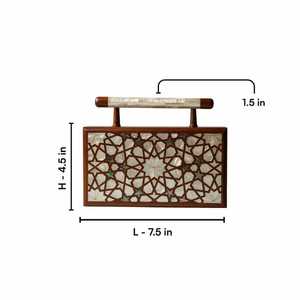 Pochette de soirée en bois incrustée de nacre, style glamour moderne, avec détails raffinés en nacre, pour mariages, réceptions, luxe - Product Image 2