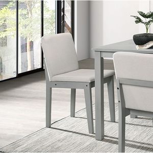 Set da Pranzo 5 Pezzi Finitura Grigia con 4 Sedie in Tessuto Beige e Tavolo da Pranzo, Arredamento per Cucina e Colazione di Rubberwo - Product Image 4