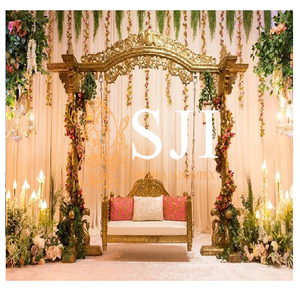 Columpio de pavo real decorar elegante madera de teca metálica tema indio decoraciones de boda y fiesta para Sangeet - Product Image 1