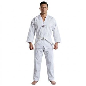 Uniforme de Taekwondo Blanco, 100% Algodón, Transpirable, Unisex, para Adultos, de una Pieza, con Logotipo Frontal - Product Image 1