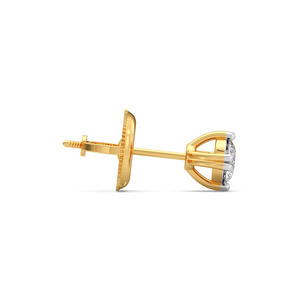 Boucles d'oreilles classiques solitaires en diamant rond - Product Image 3