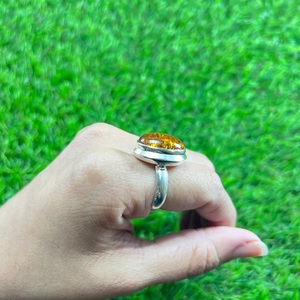 Bague en ambre baltique naturel, argent sterling 925, faite à la main, pour elle, ambre taille ovale, bijoux en argent, fournisseur en gros - Product Image 4