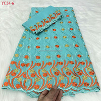 YC54 Tissu en dentelle suisse Lafaya, dernière collection de tissus brodés nigériens, 100% coton africain, style Dubaï pour robe de soirée, 7 yards