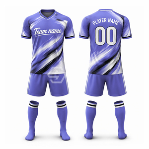 เสื้อฟุตบอลคุณภาพสูง พิมพ์ลายแบบซับลิเมชั่น 100% โพลีเอสเตอร์ คอวี แขนสั้น ปักชื่อทีม ระบายเหงื่อได้ดี สำหรับทุกเพศ - Product Image 5
