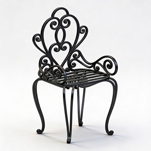 Chaise en fer forgé classique européenne, forgée à la main, écologique, revêtement poudré, motif floral, mobilier d'extérieur, utilisation en jardin - Product Image 5