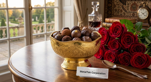 Tazón de Chocolate de Lujo Chapado en Oro, Elegante Centro de Mesa de Metal Martillado Hecho a Mano, Tazones Decorativos para el Hogar y Regalos de Boda - Product Image 2