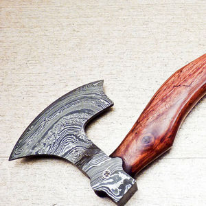 ขวานโทมาฮอว์กเหล็กดามัสกัสทำมือ ด้ามไม้โรสวูด ขวานเอาตัวรอดแบบสั่งทำพิเศษ ขวานเกรดอุตสาหกรรม ขายส่ง - Product Image 3