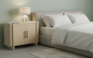 Buffet moderne à 2 portes en chêne massif pour salon - Rangement résistant à l'eau avec design minimaliste - Product Image 2