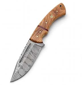 Damascus Steel Ornate Utility Craft <b>Tool</b> Olive <b>Wood</b> Handle Executive Display Piece - Product Image 3