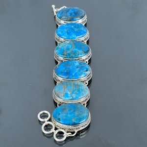 Pulsera de plata de ley 925 con apatita neón, hecha a mano, joyería de piedras preciosas, pulsera de piedra natural de lujo, regalo para ella - Product Image 6