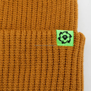 Custom Logo Wholesale Factory Supply Chunky Cable Knit Beanie Fleece Lined <b>Thermal</b> Winter Warm Hat Outdoor Bows 100% <b>Wool</b> Unisex - Product Image 3