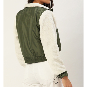 Chaleco Acolchado Verde Oliva para Mujer con Forro de Sherpa, Cierre de Cremallera, Chaqueta Corta Informal, Cortavientos, Abrigo Cálido para Invierno - Product Image 3