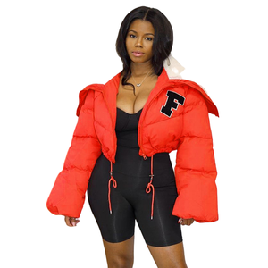 Winter Custom Unisex Shiny Glossy Zip Up Cotton Lining Cropped Puffer Down Jacket For Men - Product Image 1