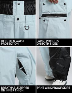 Pantalones de Nieve Impermeables Unisex Color Azul Marino, Cintura Elástica con Cierre de Botones, para Esquí y Snowboard, para Adultos - Product Image 5