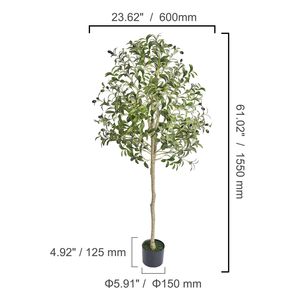 Albero di Ulivo Artificiale Realistico Alto 1,5 Metri in PE Sicuro con Protezione Anti-Ribaltamento, Pianta Finta a Bassa Manutenzione - Product Image 6