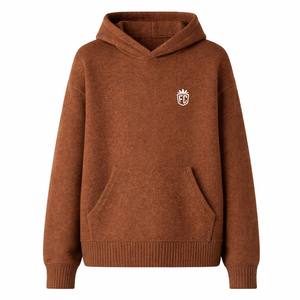 Ensemble sweat à capuche et jogging en maille coupe décontractée pour homme, marron, en coton, style streetwear décontracté, avec poche kangourou, vêtements de sport tendance - Product Image 1