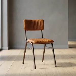 Modern Brown <b>Velvet</b> Upholstered <b>Dining</b> <b>Chair</b> with Vertical Channel Backrest <b>Black</b> Metal Legs Armless Padded Seat for <b>Dining</b> Room - Product Image 5