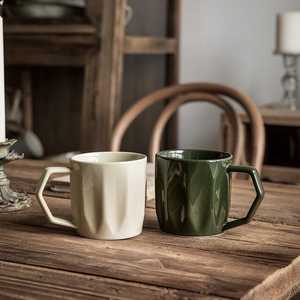 Custom White Green Custom Logo Retro Japanese Milk Mug Country Handmade Mirrored Porcelain <b>Cup</b> Ceramic Coffee Mugs Pottery <b>Cup</b> - Product Image 1