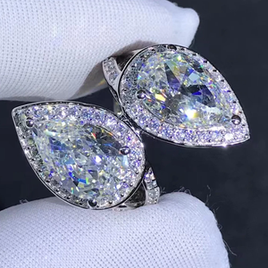 Anillo de Diamante Cultivado en Laboratorio con Corte Pera de 6.60 Quilates, Oro Blanco de 14K, Joyería Clásica para Compromiso y Boda, Original - Product Image 5