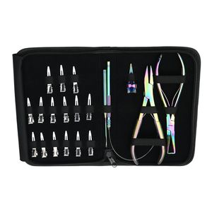 Kit Completo de Herramientas para Extensiones de Cabello con Pinza de Crimpado Plana, Pinza para Remover Microperlas, Herramienta para Hacer Bucles en el Cabello, Pinzas Separadoras de Dedos - Product Image 1