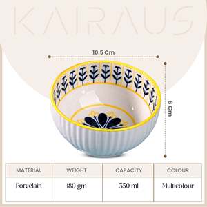 Free Sample Unique Floral Patterned Japandi Style Porcelain Bowls Eco-Friendly <b>Microwave</b> & Oven Safe (<b>Set</b> of 2) - Product Image 3