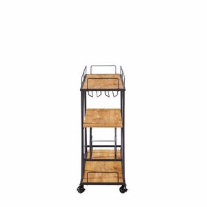Carrello Bar Marrone Verniciato con Portabottiglie e Portabicchieri per Servizio in Cucina e Hotel - Product Image 6