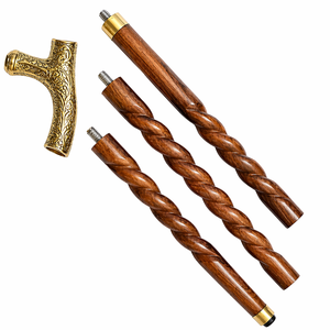 Bastón Plegable Victoriano de Lujo con Mango de Latón Grabado, Bastón de Madera Hecho a Mano en Estilo Steampunk, Regalo para Uso Diario - Product Image 3