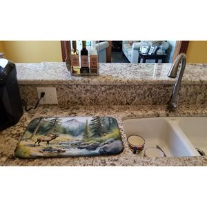 แผ่นรองจานลายกวางเอลก์ภูเขาแผ่นซับน้ำสำหรับเคาน์เตอร์ห้องครัว14X21 "แผ่นหลากสี - Product Image 2