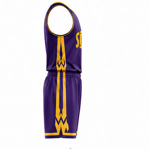 Maillot et short de basketball personnalisés en tissu polyester premium avec technologie de séchage rapide et graphismes d'équipe vibrants - Product Image 6