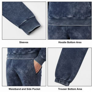 Conjunto Deportivo de Invierno 2026, Color Azul Marino, Lavado Ácido, Transpirable, para Hombre, Estilo Urbano, Felpa de Algodón Grueso, Marca Personalizada, Estilo Casual - Product Image 4