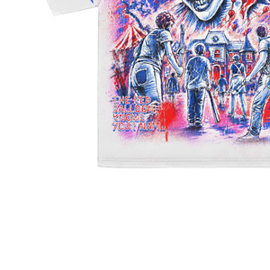 T-shirt blanc à manches courtes pour homme, col roulé, coupe classique, imprimé numérique personnalisé, 100 % coton, infroissable - Product Image 3