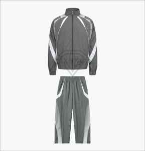 Premium Gray Tracksuit Men Custom Windbreaker Set Contrast Panel Design Sports <b>Jacket</b> Jogger Pants OEM Manufacturer Bulk Sale - Product Image 5