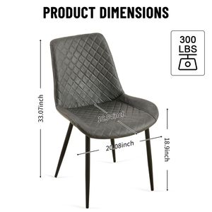 Set grigio scuro di 4 sedie da pranzo Leathaire metà del secolo moderno senza braccioli con gambe in metallo per cucina e soggiorno - Product Image 2