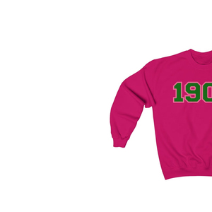Dark Green Crewneck Sweatshirt with Pink and Green Graphic Print Long Sleeve Cotton Fleece Casual <b>Men's</b> <b>Pullover</b> Winter Top - Product Image 3