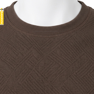 Pull en maille à col rond pour homme SAMAVIA, couleur unie, tenue décontractée, ensemble d'extérieur automne, marron, vente en gros fabricant - Product Image 6