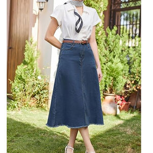 Jupes en jean décontractées et chics pour femmes - Confortables pour le quotidien, taille naturelle, antistatiques, 100 % coton - Product Image 2