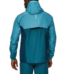 Chaqueta Cortavientos con Capucha para Hombre, Color Azul con Bloques de Color, Cierre de Cremallera, Ligera, Impermeable, Deportiva, para Otoño - Product Image 2