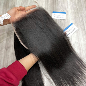 Pelucas de cabello humano con cierre de encaje suizo HD y encaje frontal, cabello virgen liso de color natural, de proveedor de cabello virgen. - Product Image 4