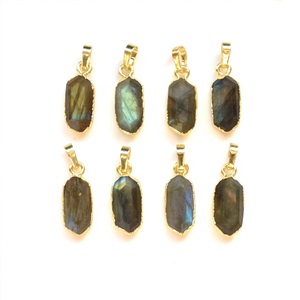 Coszcalt Exports Labradorite Faceted Point Charm Pendant Gold Electroplated <b>Edges</b> 925 Silver Vintage Unisex Certified Jewelry - Product Image 1