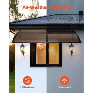 Tettoia per Porta d'Ingresso Esterna 38 X 78 Pollici con Staffa in Metallo e Drenaggio, Protezione da Pioggia, Neve e Sole - Product Image 3