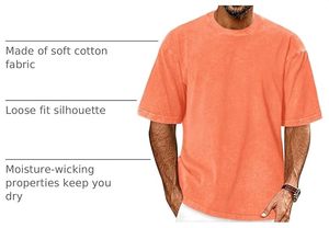 <b>Mens</b> Acid Wash Slim Fit <b>Silk</b> Screen Printed Front Logo Eco-Friendly Heavyweight Cotton T-<b>Shirt</b> Wholesale - Product Image 6