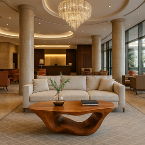 Table basse à café et à thé en bois antique moderne créative artisanale, design solide pour petit appartement, salle à manger, meubles de maison pour salon - Product Image 2