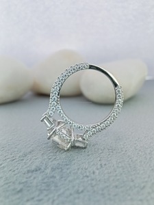 D'VINS <b>Iced</b> Out Halo Single 1ct Jewelry Pave Diamond S925 Engagement Wedding Eternity Moissanite THREE STONE Emerald Cut <b>Ring</b> - Product Image 3